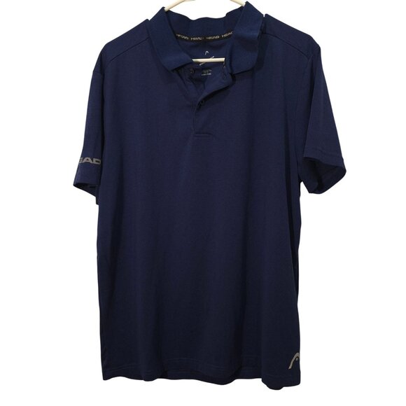 Head Men's Navy Blue Polo Shirt L/G Lightweight Performance Wear - Picture 1 of 7